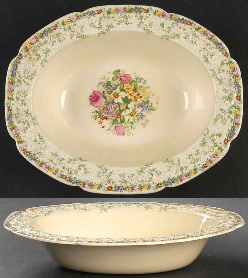 Ferncroft 9" Oval Vegetable Bowl by Crown Ducal-1