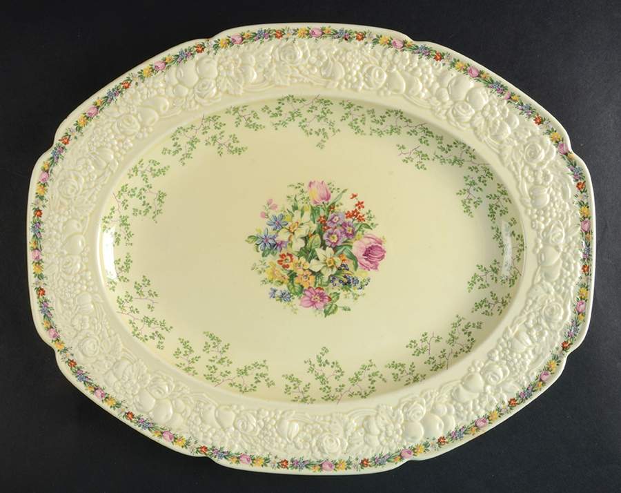 Ferncroft 14" Oval Serving Platter by Crown Ducal-1
