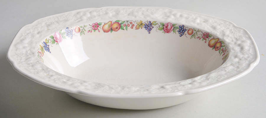 Florentine Garden (Colored Fruit) 9" Oval Vegetable Bowl by Crown Ducal-1