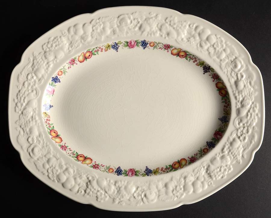 Florentine Garden (Colored Fruit) 12" Oval Serving Platter by Crown Ducal-1