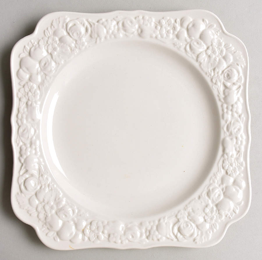 Florentine White Square Luncheon Plate by Crown Ducal-1