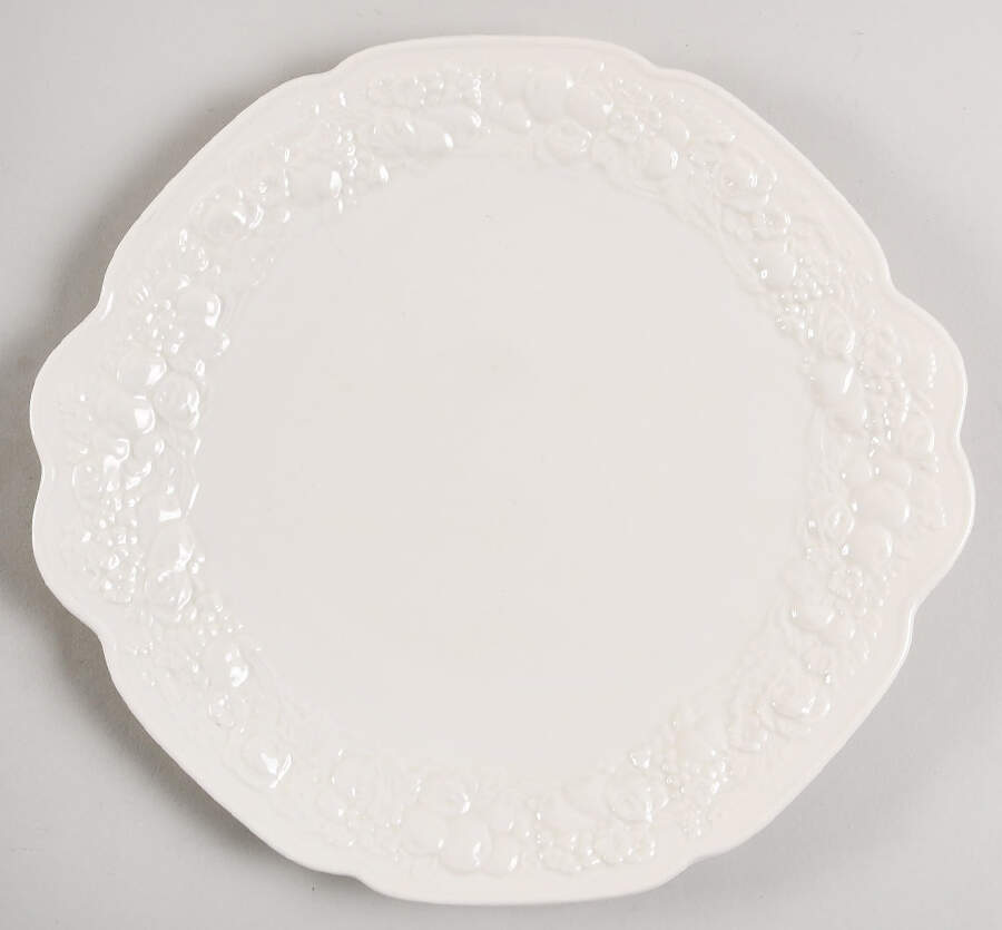 Florentine White Cake Plate by Crown Ducal-1