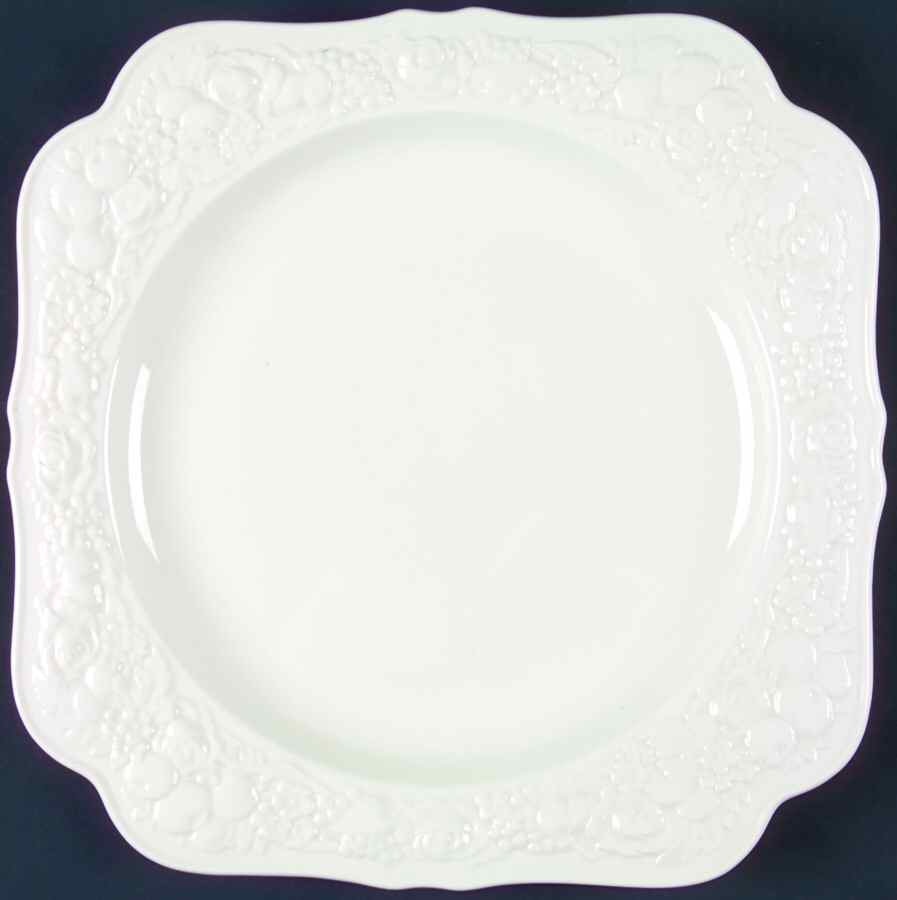 Florentine White 12" Square Chop Plate by Crown Ducal-1