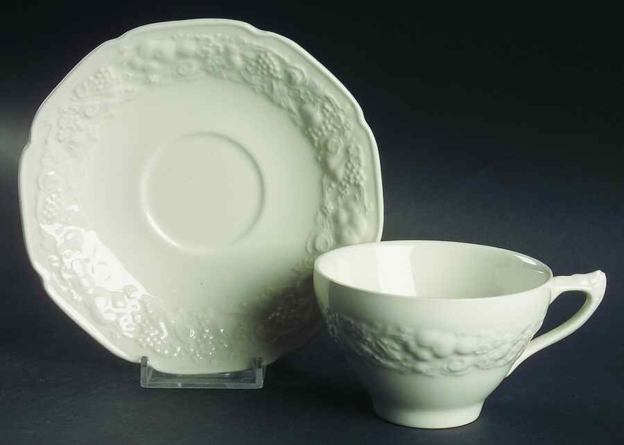 Florentine White Flat Cup & Saucer Set by Crown Ducal-1