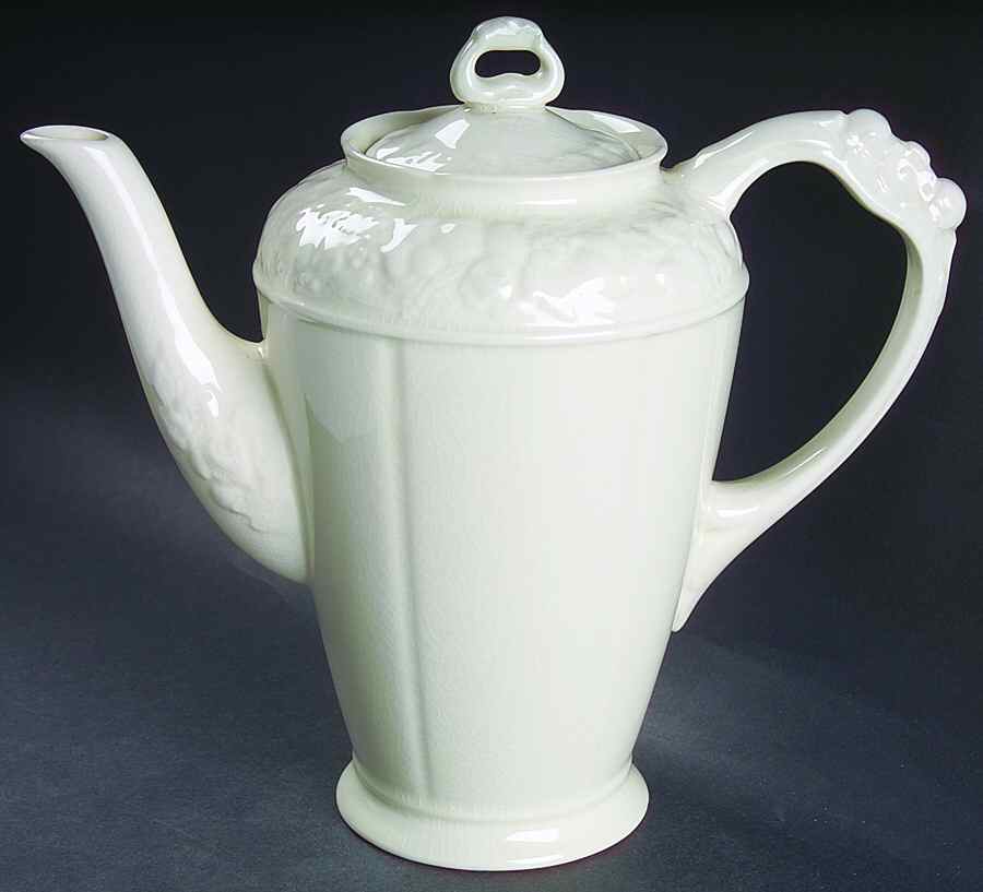 Florentine White Coffee Pot & Lid by Crown Ducal-1