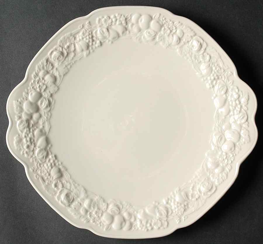 Florentine White Handled Cake Plate by Crown Ducal-1