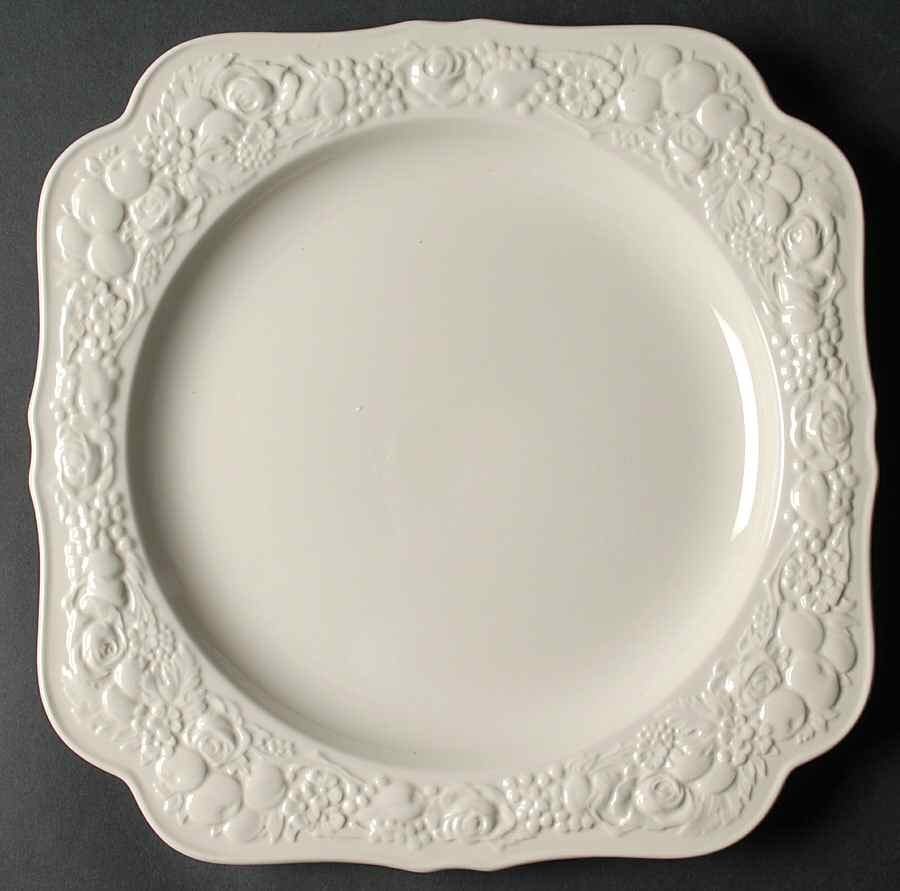 Florentine White Square Cake Plate by Crown Ducal-1