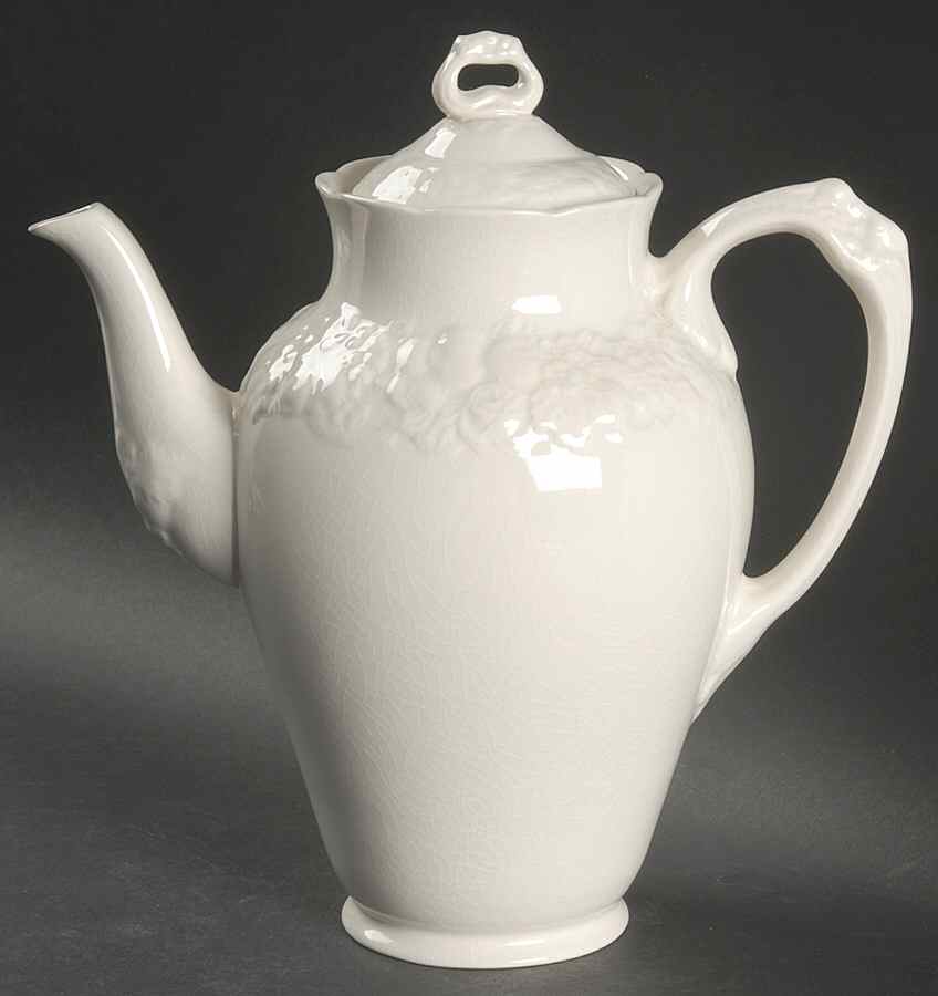 Florentine White Coffee Pot & Lid by Crown Ducal-1