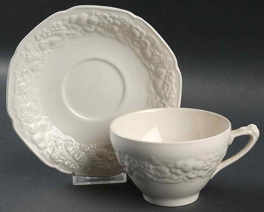 Florentine White Oversized Cup & Saucer Set by Crown Ducal-1