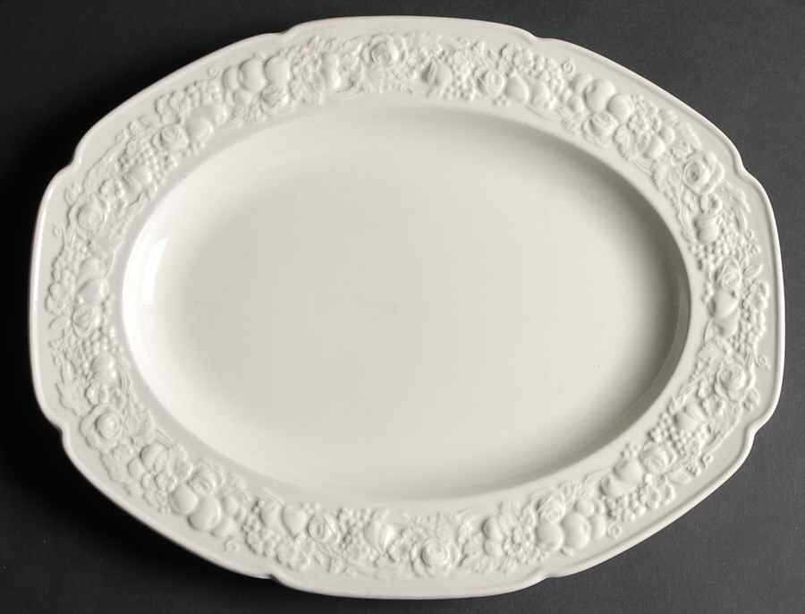 Florentine White 14" Oval Serving Platter by Crown Ducal-1