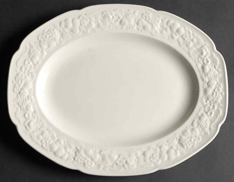 Florentine White 12" Oval Serving Platter by Crown Ducal-1