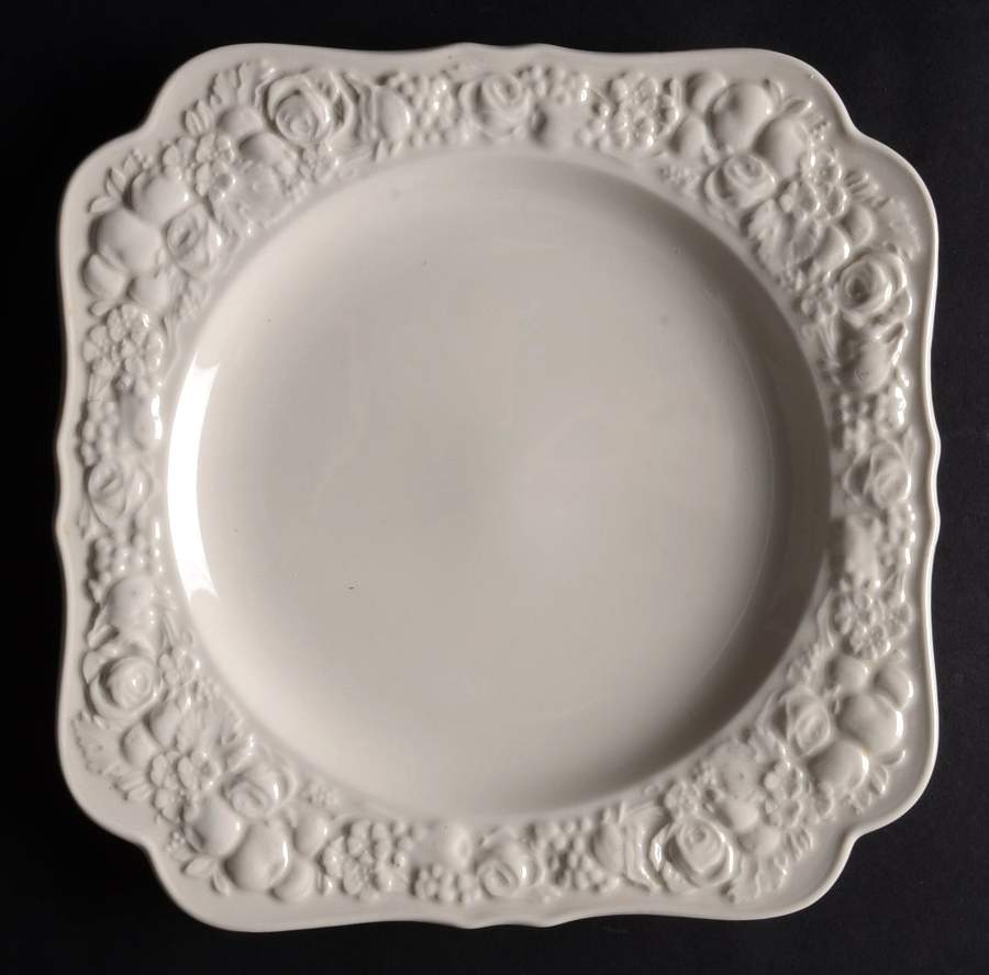 Florentine White Square Salad Plate by Crown Ducal-1