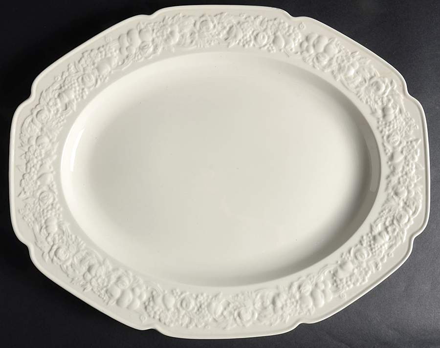 Florentine White 17" Oval Serving Platter by Crown Ducal-1
