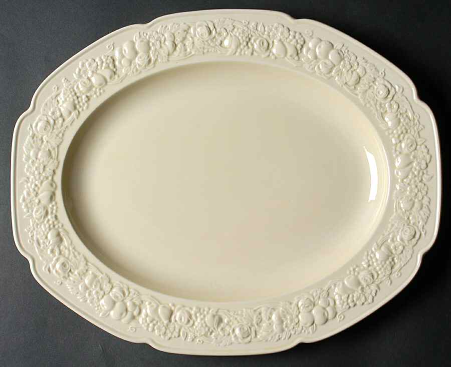 Florentine Dark Cream 16" Oval Serving Platter by Crown Ducal-1