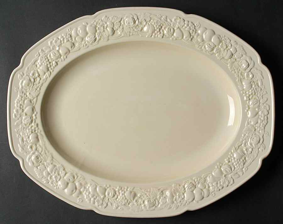 Florentine Dark Cream 14" Oval Serving Platter by Crown Ducal-1