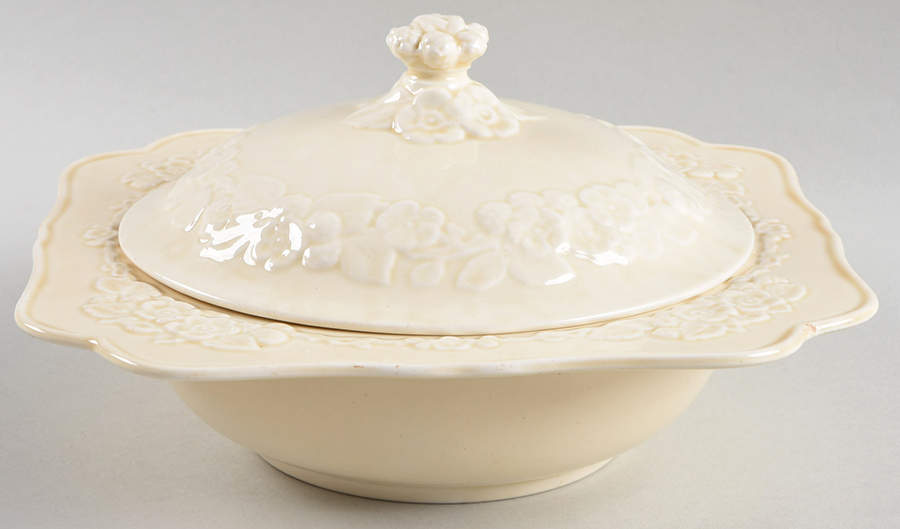 Gainsborough (All White)(Also A Shape) Square Covered Vegetable by Crown Ducal-1