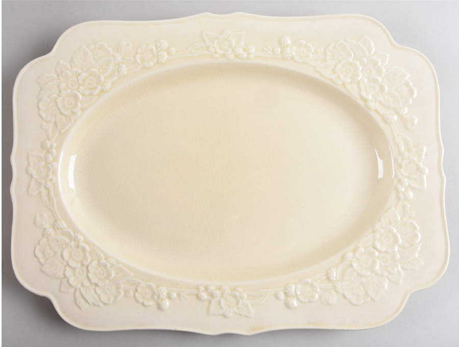 Gainsborough (All White)(Also A Shape) 15" Oval Serving Platter by Crown Ducal-1