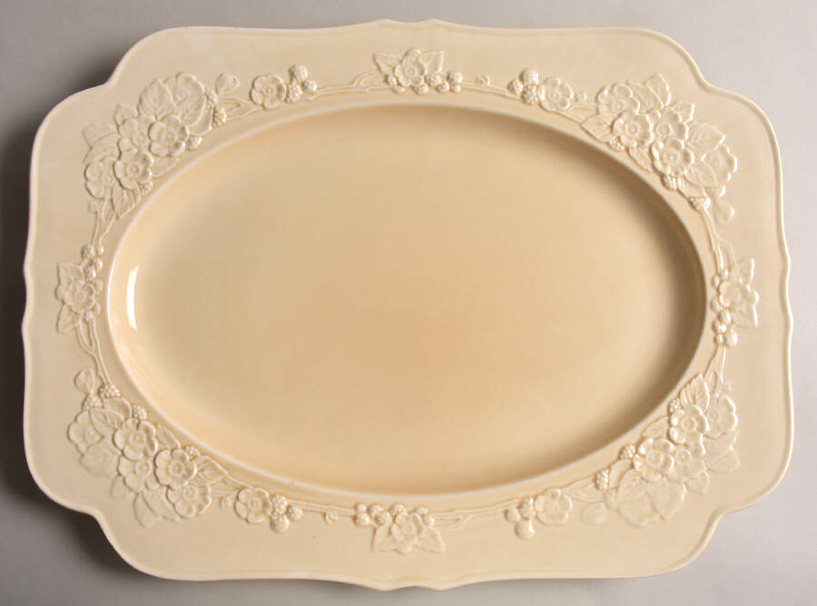 Gainsborough (All White)(Also A Shape) 17" Oval Serving Platter by Crown Ducal-1