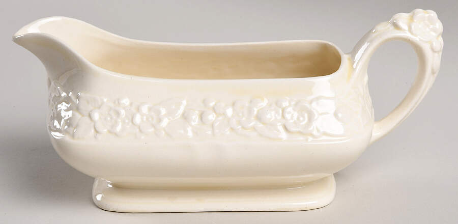 Gainsborough (All White)(Also A Shape) Gravy Boat by Crown Ducal-1