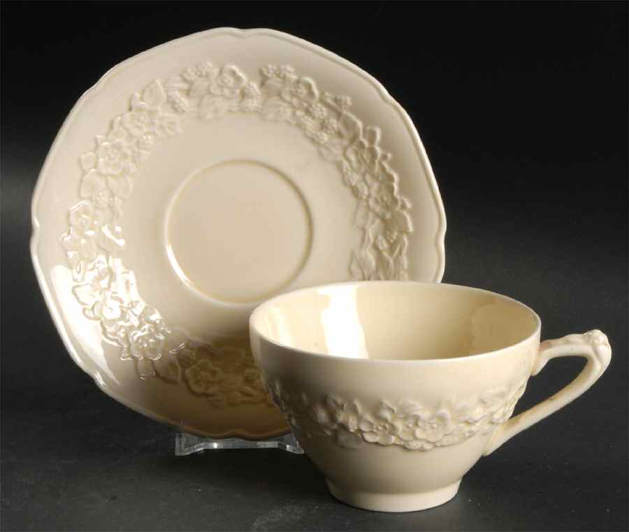 Gainsborough (All White)(Also A Shape) Oversized Cup & Saucer Set by Crown Ducal-1