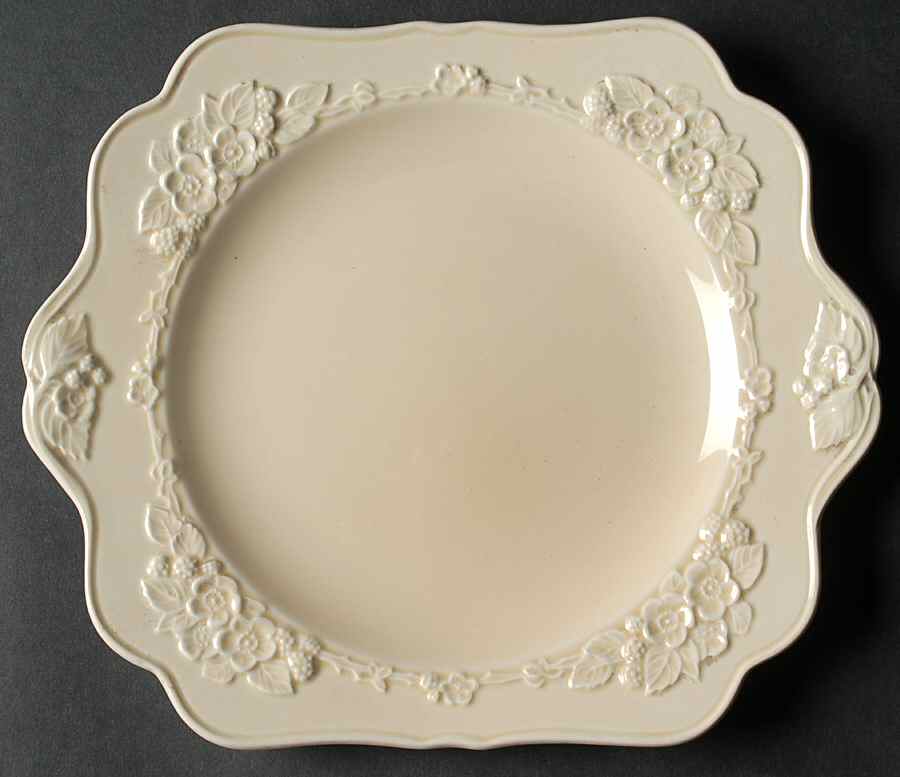 Gainsborough (All White)(Also A Shape) Square Handled Cake Plate by Crown Ducal-1