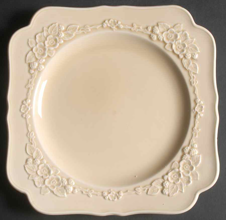 Gainsborough (All White)(Also A Shape) Square Dinner Plate by Crown Ducal-1