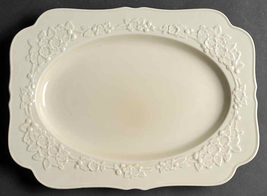 Gainsborough (All White)(Also A Shape) 13" Oval Serving Platter by Crown Ducal-1
