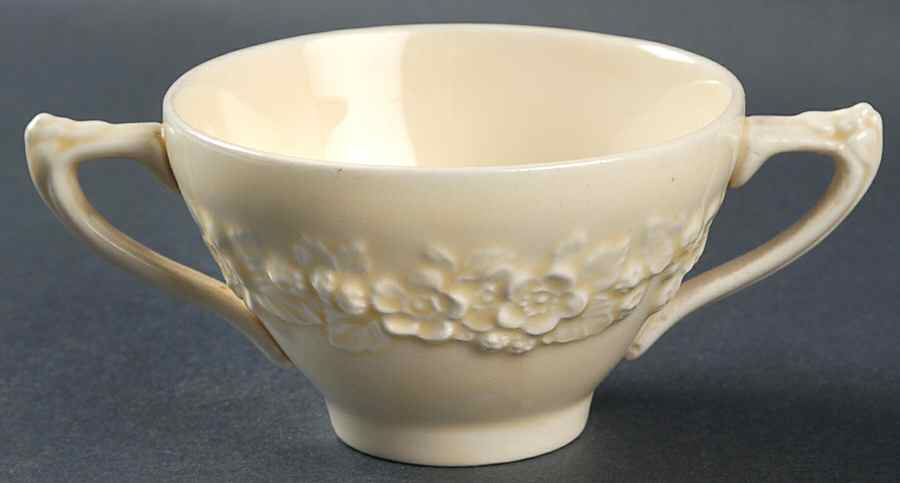 Gainsborough (All White)(Also A Shape) Flat Bouillon Cup by Crown Ducal-1