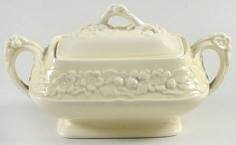 Gainsborough (All White)(Also A Shape) Sugar Bowl & Lid by Crown Ducal-1