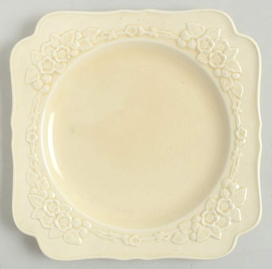 Gainsborough (All White)(Also A Shape) Square Salad Plate by Crown Ducal-1