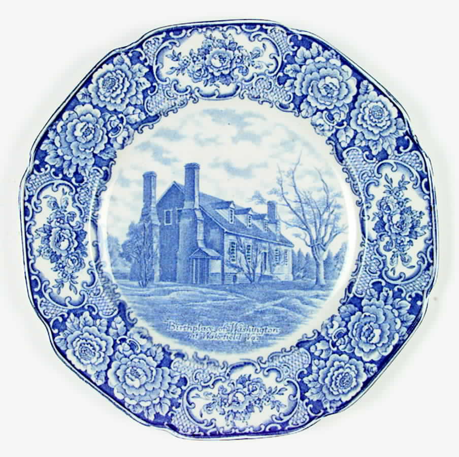 George Washington Memorial Blue Dinner Plate by Crown Ducal-1