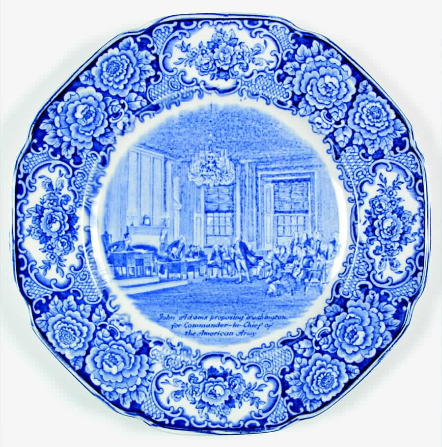 George Washington Memorial Blue Dinner Plate by Crown Ducal-1