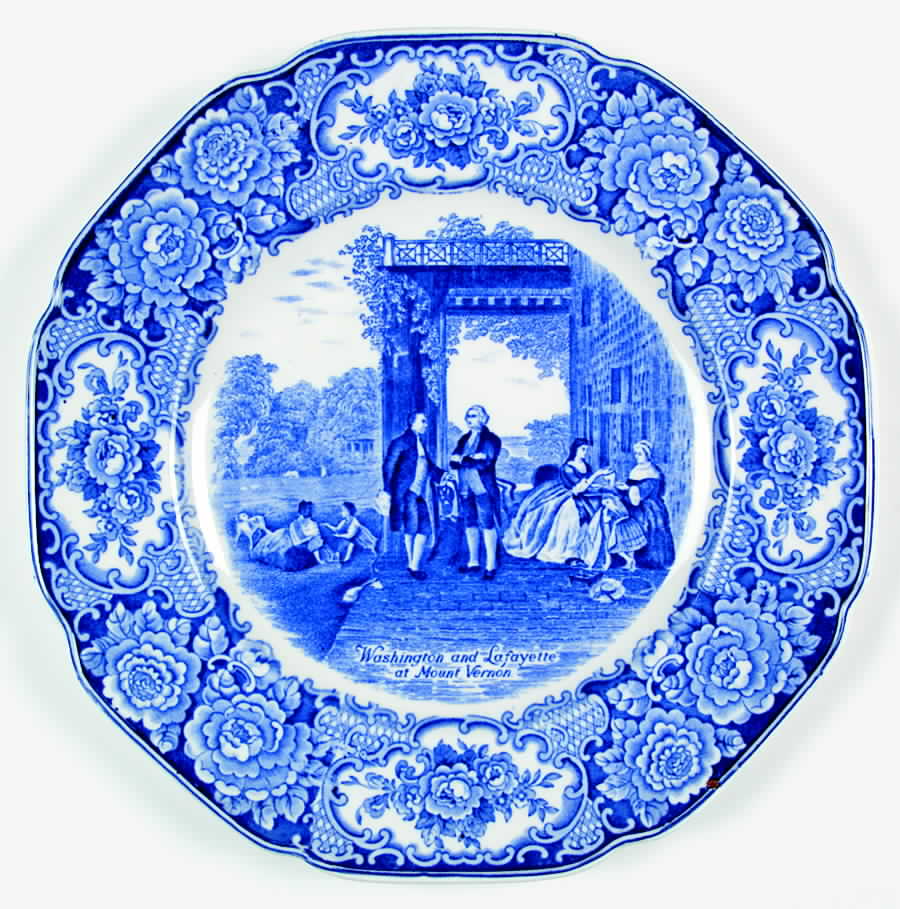 George Washington Memorial Blue Dinner Plate by Crown Ducal-1