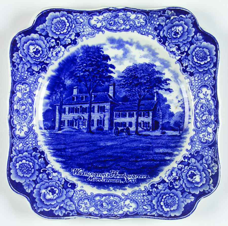 George Washington Memorial Blue Square Luncheon Plate by Crown Ducal-1