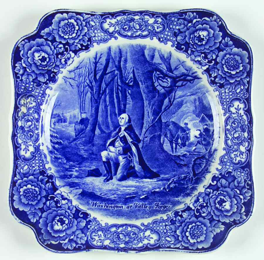 George Washington Memorial Blue Square Luncheon Plate by Crown Ducal-1
