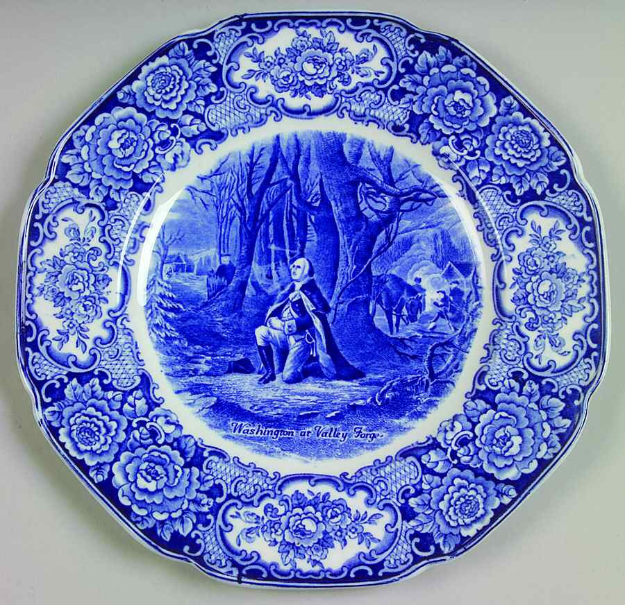 George Washington Memorial Blue Dinner Plate by Crown Ducal-1