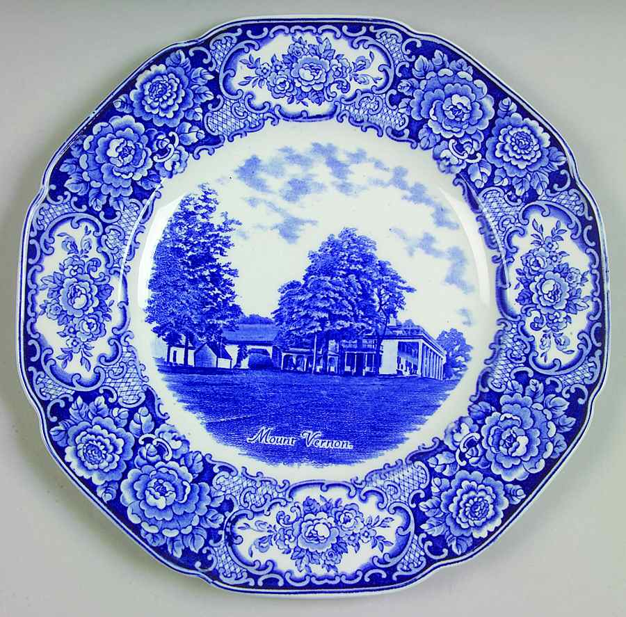 George Washington Memorial Blue Dinner Plate by Crown Ducal-1