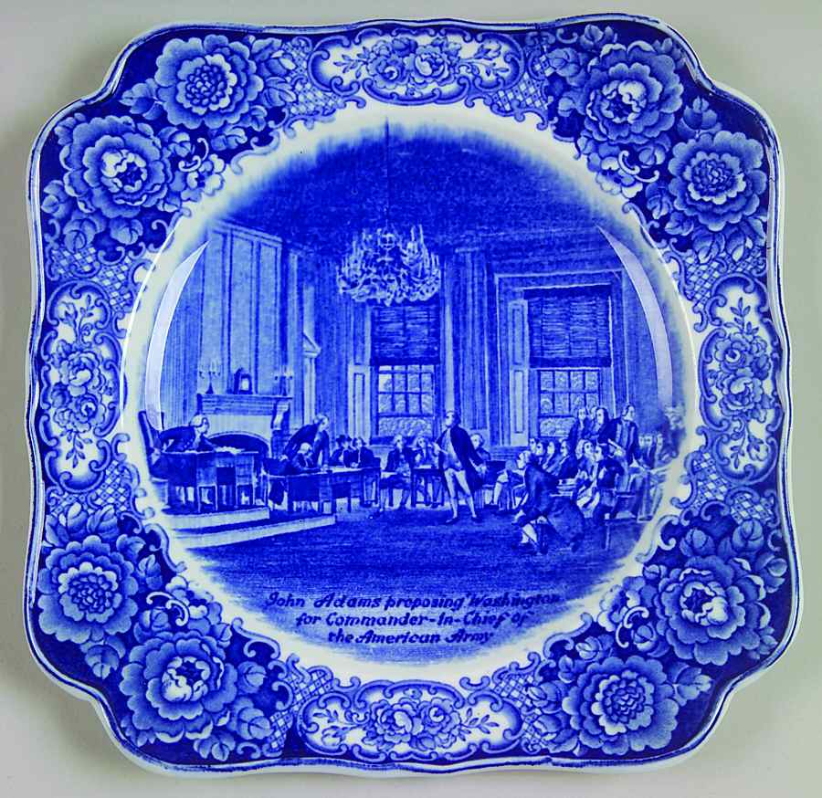 George Washington Memorial Blue Square Luncheon Plate by Crown Ducal-1
