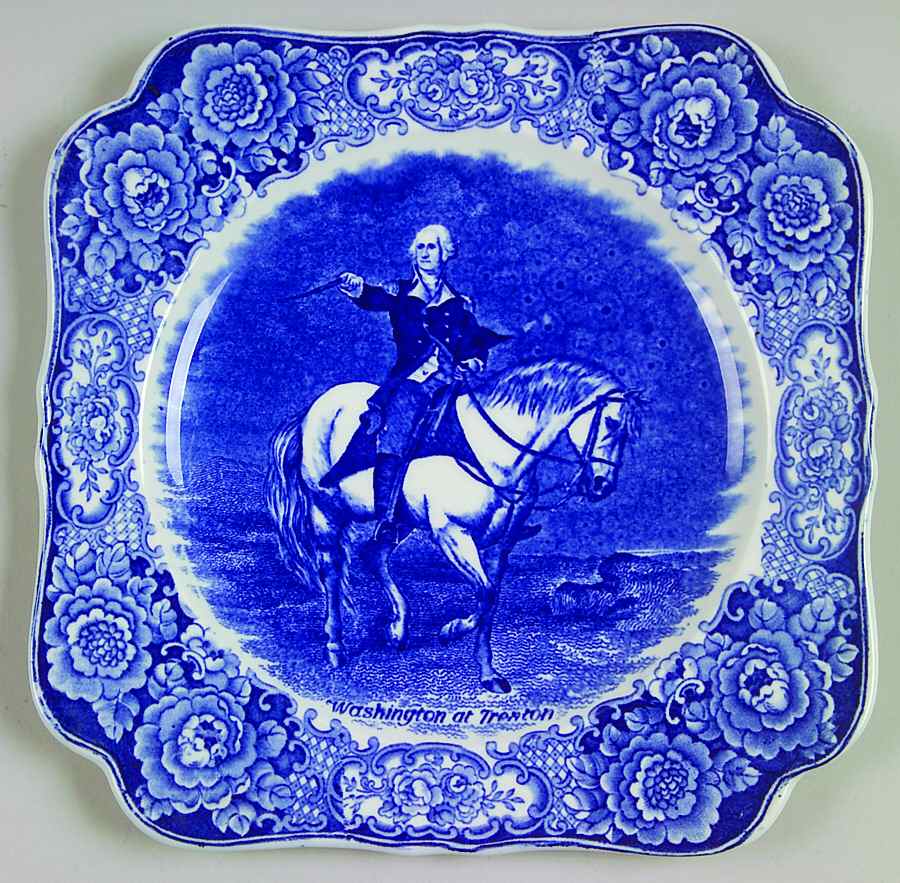 George Washington Memorial Blue Square Luncheon Plate by Crown Ducal-1