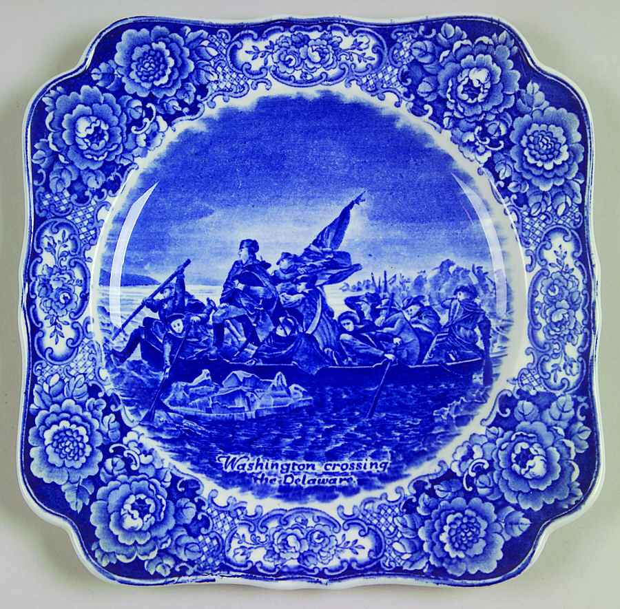George Washington Memorial Blue Square Luncheon Plate by Crown Ducal-1