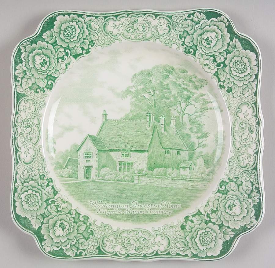 George Washington Memorial Green Square Luncheon Plate by Crown Ducal-1