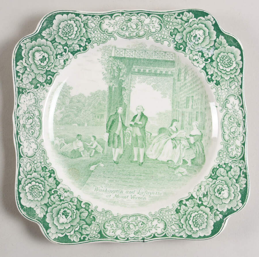 George Washington Memorial Green Square Luncheon Plate by Crown Ducal-1
