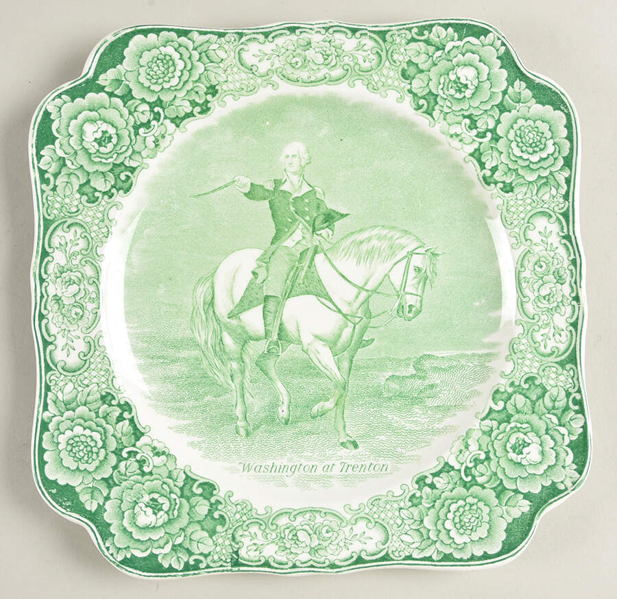 George Washington Memorial Green Square Luncheon Plate by Crown Ducal-1