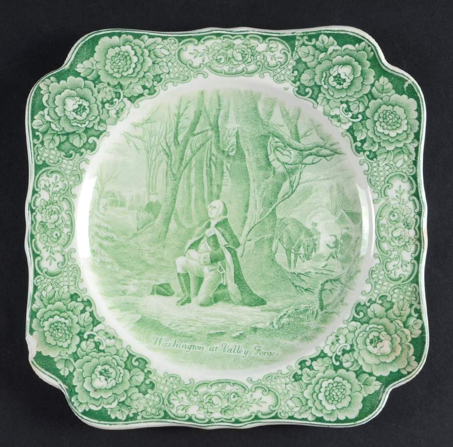 George Washington Memorial Green Square Luncheon Plate by Crown Ducal-1