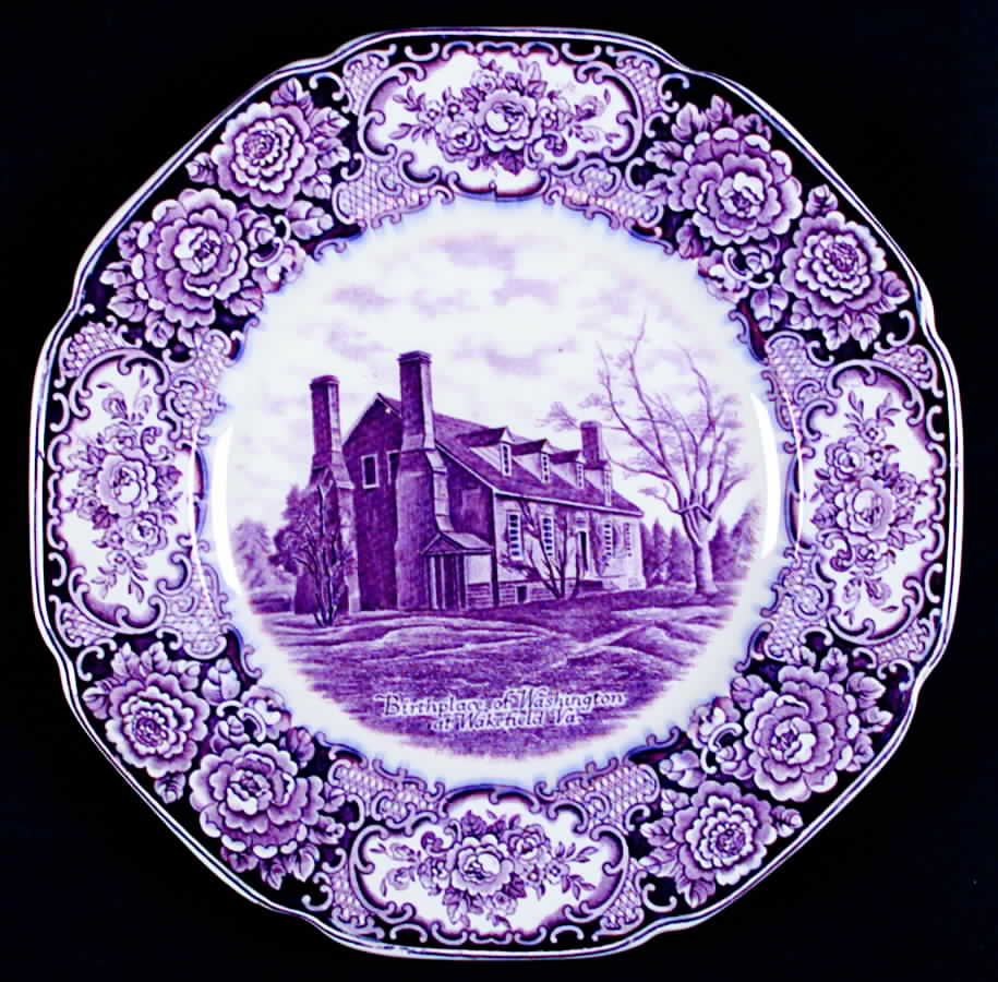 George Washington Memorial Lilac Dinner Plate by Crown Ducal-1