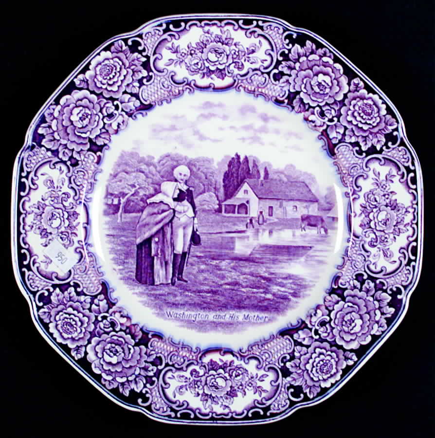 George Washington Memorial Lilac Dinner Plate by Crown Ducal-1