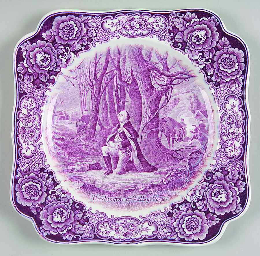 George Washington Memorial Lilac Square Luncheon Plate by Crown Ducal-1