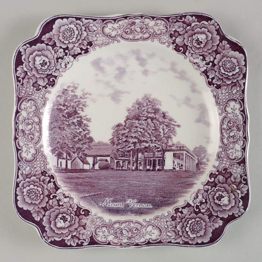 George Washington Memorial Lilac Square Luncheon Plate by Crown Ducal-1