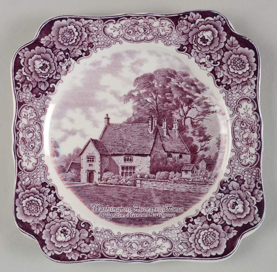 George Washington Memorial Lilac Square Luncheon Plate by Crown Ducal-1