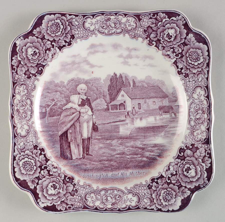 George Washington Memorial Lilac Square Luncheon Plate by Crown Ducal-1